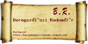 Beregszászi Radomér névjegykártya
